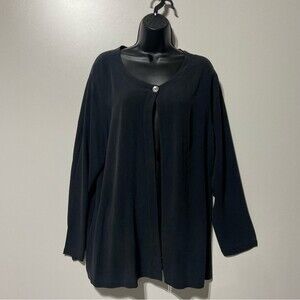 Eileen Fisher Silk Charmeuse Open Front Cardigan Jacket Size Medium